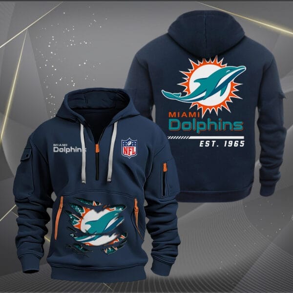 Miami Dolphins New Personalized Quarter Zip Hoodie Limited Edition AMACOQZH000114 - Image 2