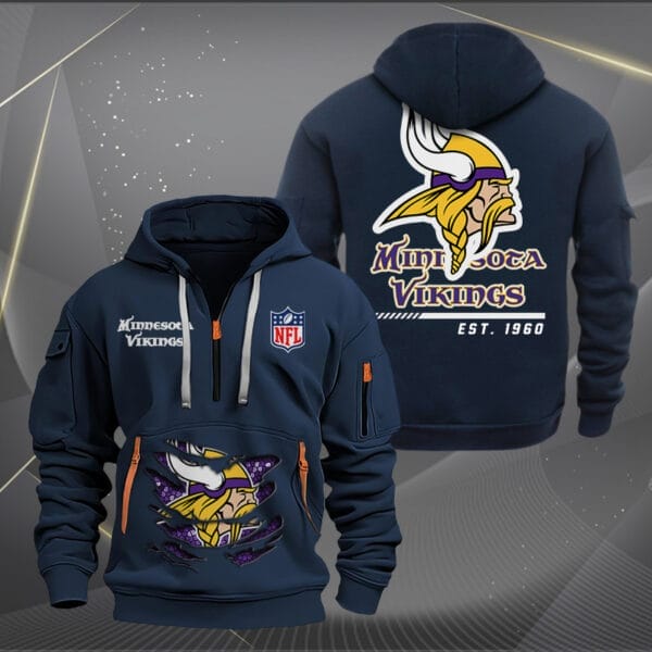 Minnesota Vikings New Personalized Quarter Zip Hoodie Limited Edition AMACOQZH000115 - Image 2