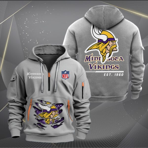 Minnesota Vikings New Personalized Quarter Zip Hoodie Limited Edition AMACOQZH000115 - Image 3