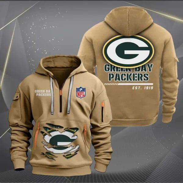 Green Bay Packers New Personalized Quarter Zip Hoodie Limited Edition AMACOQZH000106 - Image 4