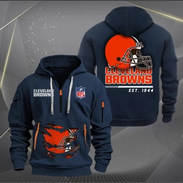 Cleveland Browns New Personalized Quarter Zip Hoodie Limited Edition AMACOQZH000102 - Image 2