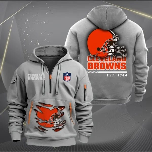 Cleveland Browns New Personalized Quarter Zip Hoodie Limited Edition AMACOQZH000102 - Image 3