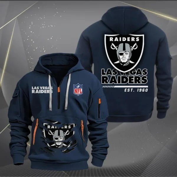 Las Vegas Raiders New Personalized Quarter Zip Hoodie Limited Edition AMACOQZH000111 - Image 2