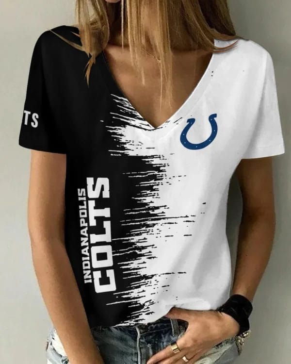 Indianapolis Colts Summer V-neck Women T-shirt BG05 - Image 3