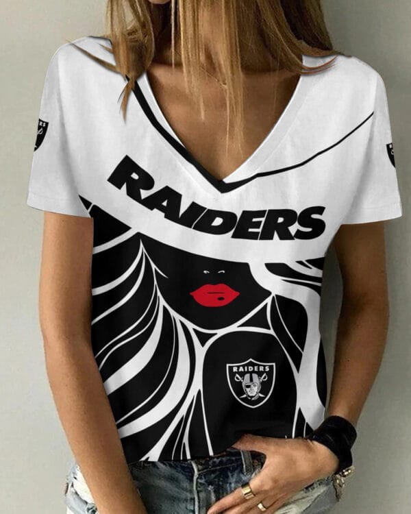 Las Vegas Raiders Personalized Summer V-neck Women T-shirt 151 - Image 2