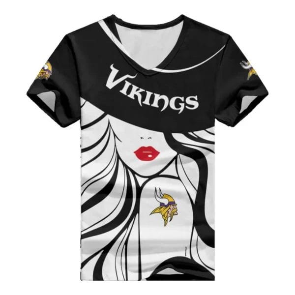 Minnesota Vikings Personalized Summer V-neck Women T-shirt 152 - Image 5