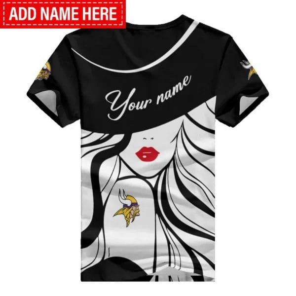 Minnesota Vikings Personalized Summer V-neck Women T-shirt 152 - Image 6