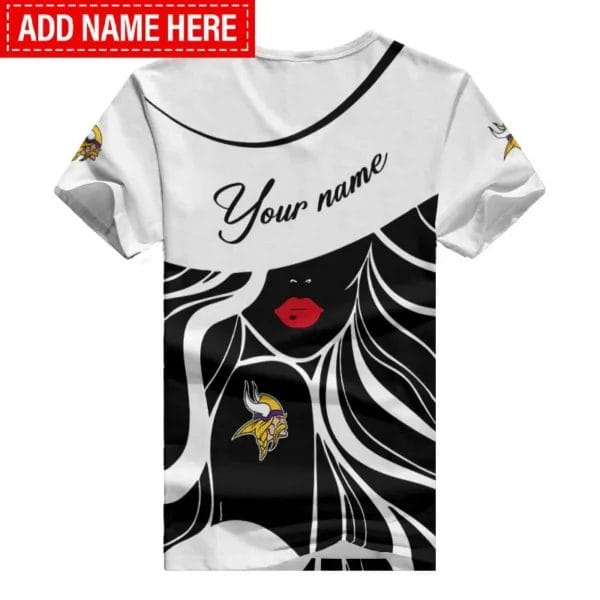 Minnesota Vikings Personalized Summer V-neck Women T-shirt 152 - Image 3
