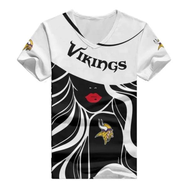 Minnesota Vikings Personalized Summer V-neck Women T-shirt 152 - Image 4