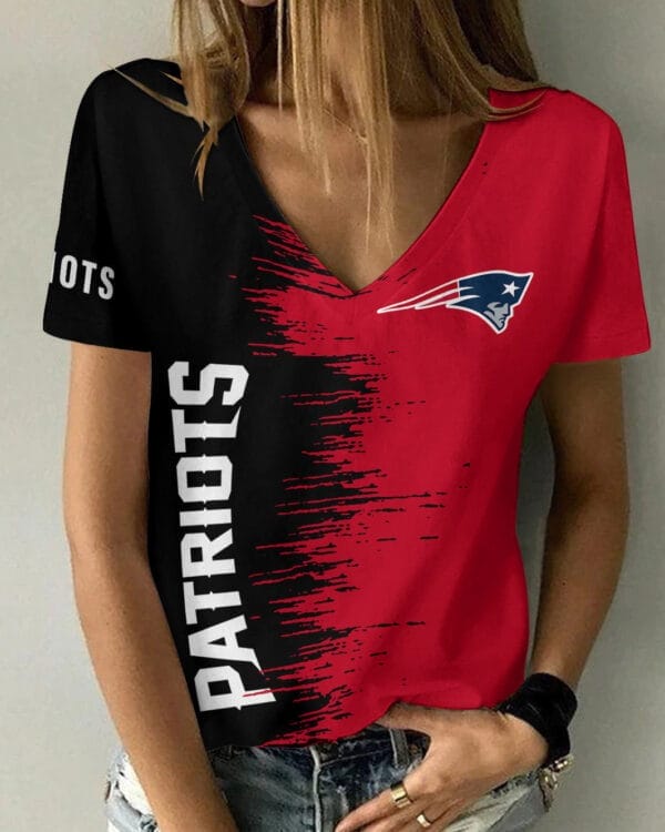 New England Patriots Summer V-neck Women T-shirt BG08 - Image 5