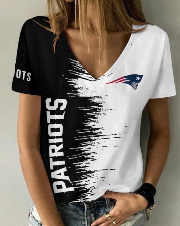 New England Patriots Summer V-neck Women T-shirt BG08 - Image 2