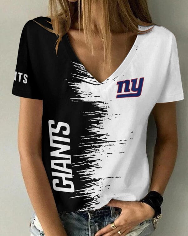 New York Giants Summer V-neck Women T-shirt BG20 - Image 3