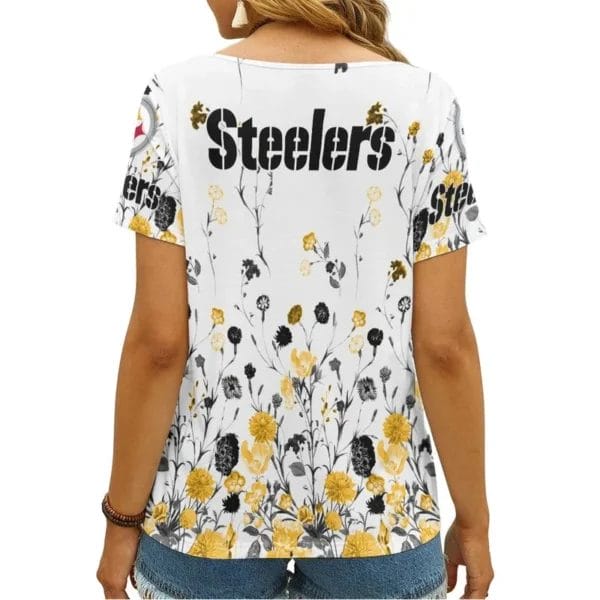 Pittsburgh Steelers Personalized V-neck Women T-shirt - Image 2