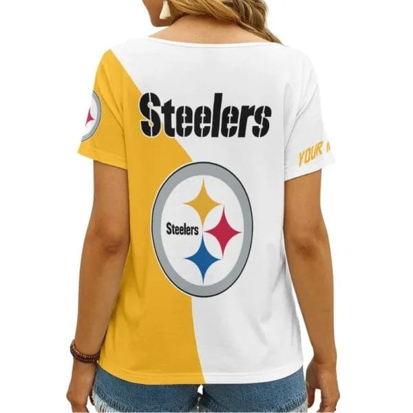 Pittsburgh Steelers Personalized V-neck Women T-shirt - Image 2
