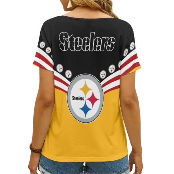 Pittsburgh Steelers Personalized V-neck Women T-shirt - Image 3