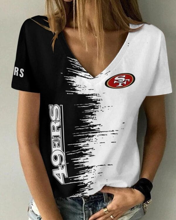 San Francisco 49ers Summer V-neck Women T-shirt BG01 - Image 3