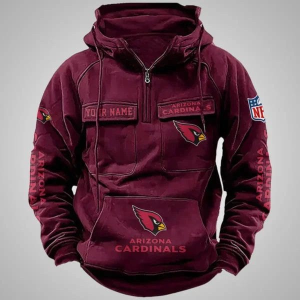 Arizona Cardinals New Personalized Multi Pockets Zip Hoodie AMCMZHD000091 - Image 2