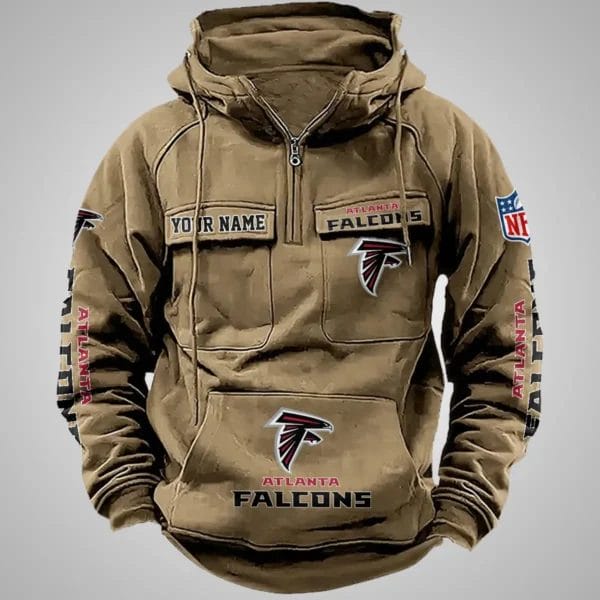 Atlanta Falcons New Personalized Multi Pockets Zip Hoodie AMCMZHD000092