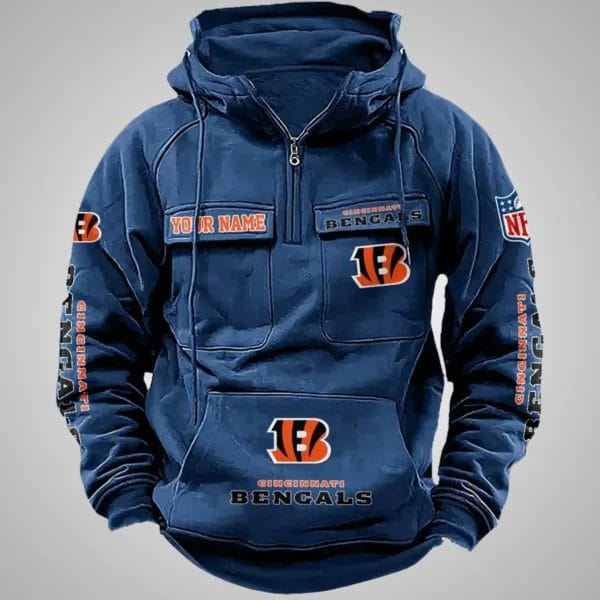Cincinnati Bengals New Personalized Multi Pockets Zip Hoodie AMCMZHD000094