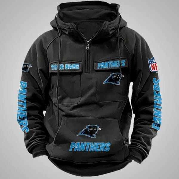 Carolina Panthers New Personalized Multi Pockets Zip Hoodie AMCMZHD000097