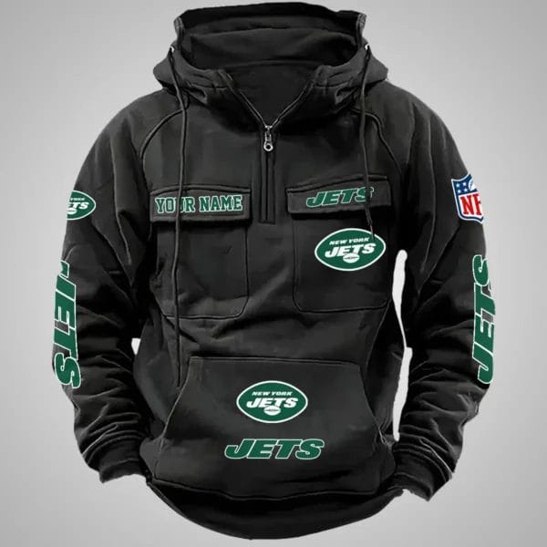 New York Jets New Personalized Multi Pockets Zip Hoodie AMCMZHD000101 - Image 2