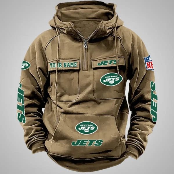 New York Jets New Personalized Multi Pockets Zip Hoodie AMCMZHD000101 - Image 4