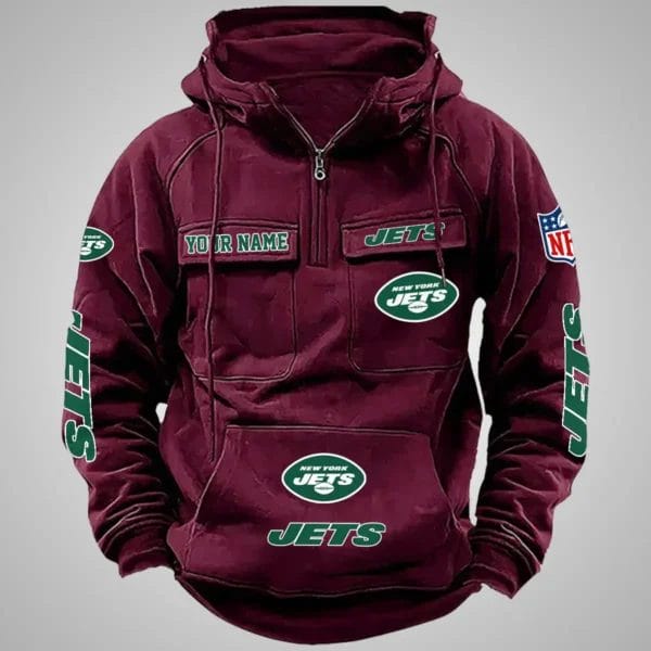 New York Jets New Personalized Multi Pockets Zip Hoodie AMCMZHD000101 - Image 5
