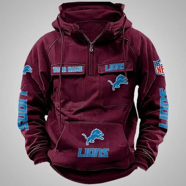 Detroit Lions New Personalized Multi Pockets Zip Hoodie AMCMZHD000102 - Image 3