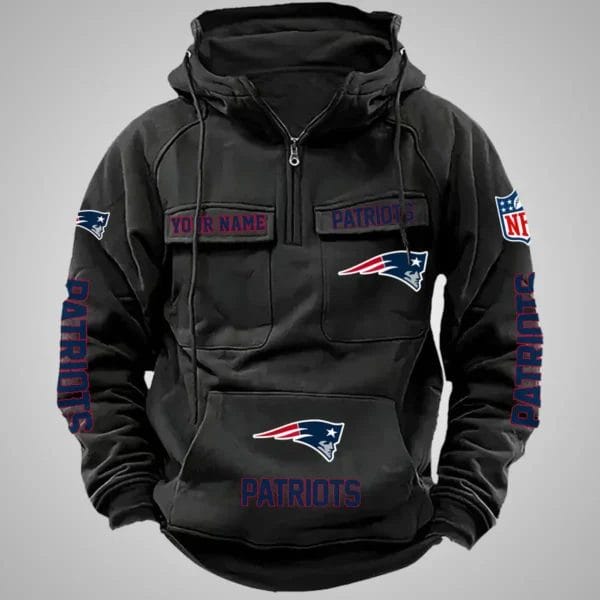 New England Patriots New Personalized Multi Pockets Zip Hoodie AMCMZHD000086 - Image 4
