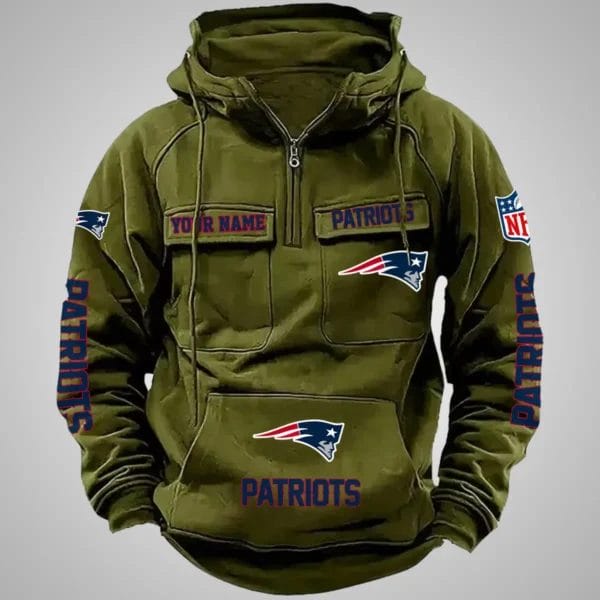 New England Patriots New Personalized Multi Pockets Zip Hoodie AMCMZHD000086 - Image 3