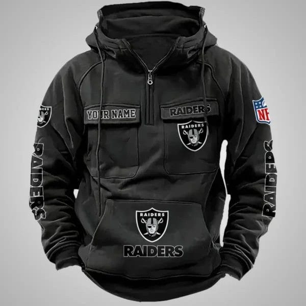 Las Vegas Raiders New Personalized Multi Pockets Zip Hoodie AMCMZHD000087 - Image 2