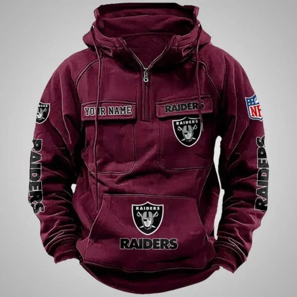 Las Vegas Raiders New Personalized Multi Pockets Zip Hoodie AMCMZHD000087 - Image 4