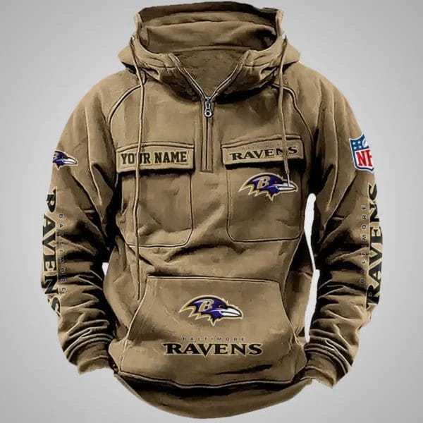 Baltimore Ravens New Personalized Multi Pockets Zip Hoodie AMCMZHD000088 - Image 5