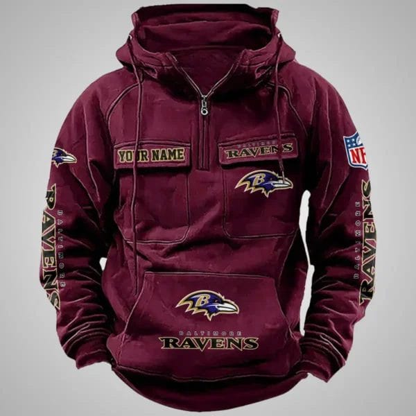 Baltimore Ravens New Personalized Multi Pockets Zip Hoodie AMCMZHD000088 - Image 3