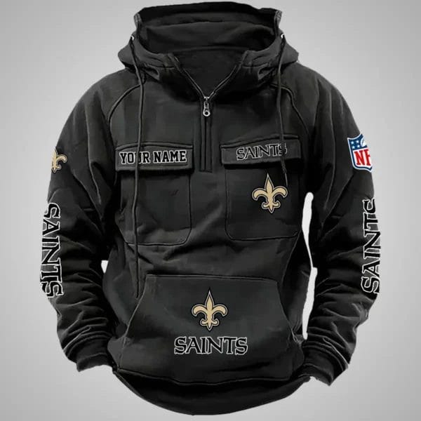 New Orleans Saints New Personalized Multi Pockets Zip Hoodie AMCMZHD000089 - Image 2