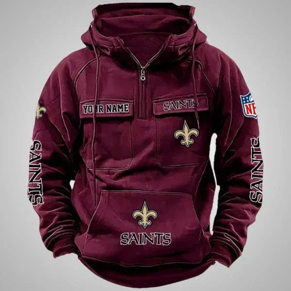 New Orleans Saints New Personalized Multi Pockets Zip Hoodie AMCMZHD000089