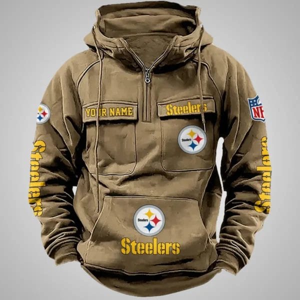 Pittsburgh Steelers New Personalized Multi Pockets Zip Hoodie AMCMZHD000090 - Image 4