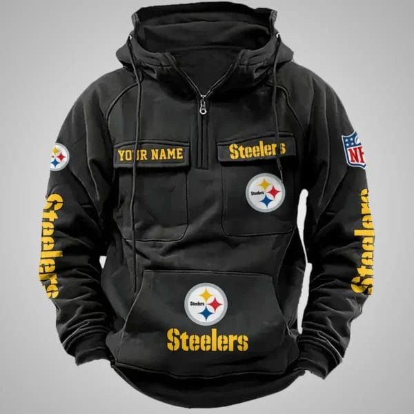 Pittsburgh Steelers New Personalized Multi Pockets Zip Hoodie AMCMZHD000090 - Image 2