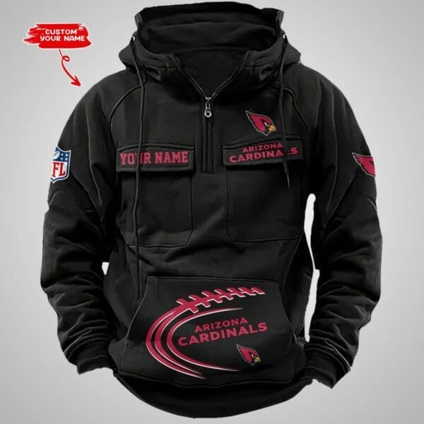 Arizona Cardinals New Personalized Multi Pockets Zip Hoodie AMCMZHD000075 - Image 5