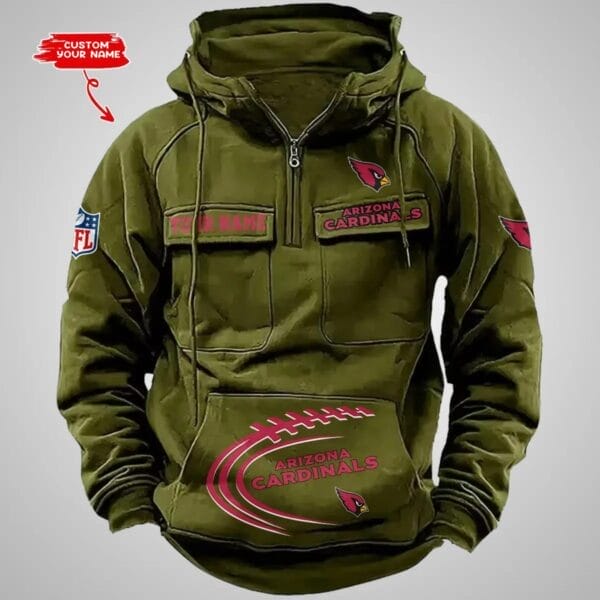 Arizona Cardinals New Personalized Multi Pockets Zip Hoodie AMCMZHD000075 - Image 3