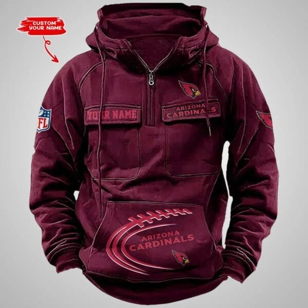 Arizona Cardinals New Personalized Multi Pockets Zip Hoodie AMCMZHD000075 - Image 2