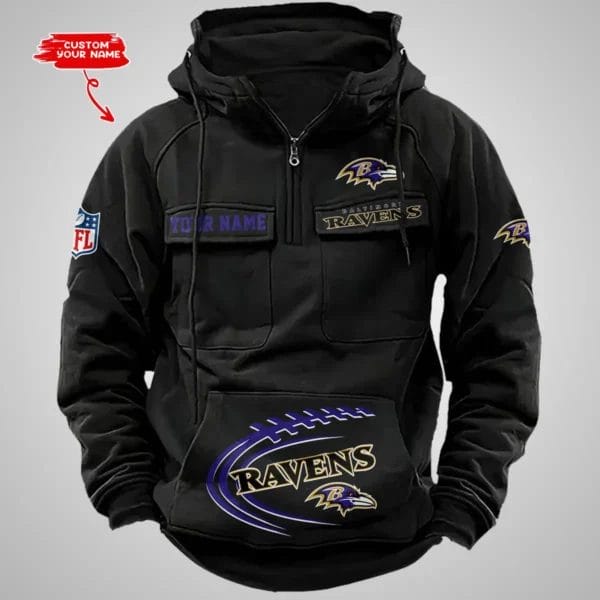 Baltimore Ravens New Personalized Multi Pockets Zip Hoodie AMCMZHD000078 - Image 4