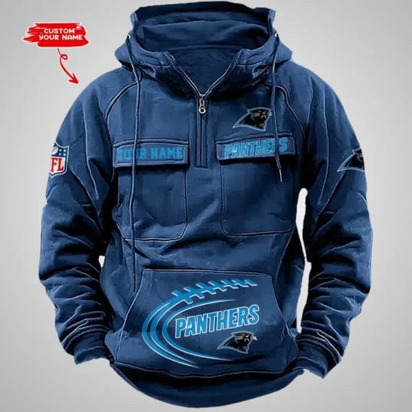 Carolina Panthers New Personalized Multi Pockets Zip Hoodie AMCMZHD000080
