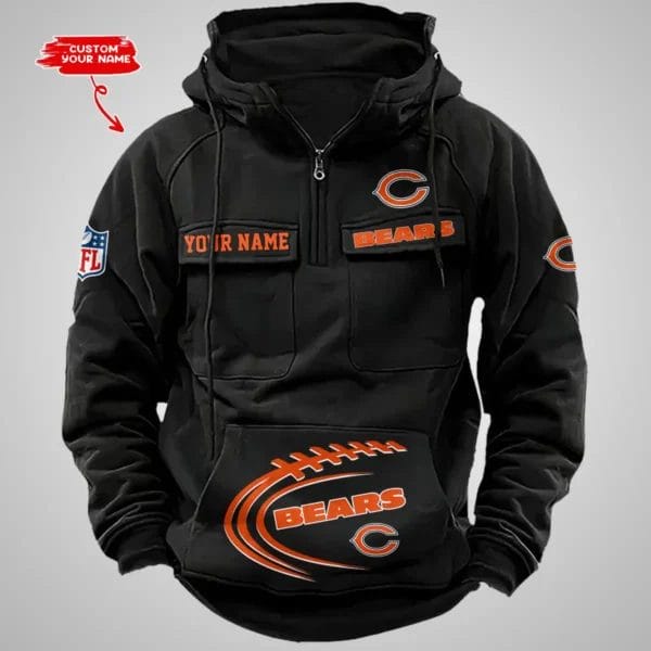 Chicago Bears New Personalized Multi Pockets Zip Hoodie AMCMZHD000079 - Image 3