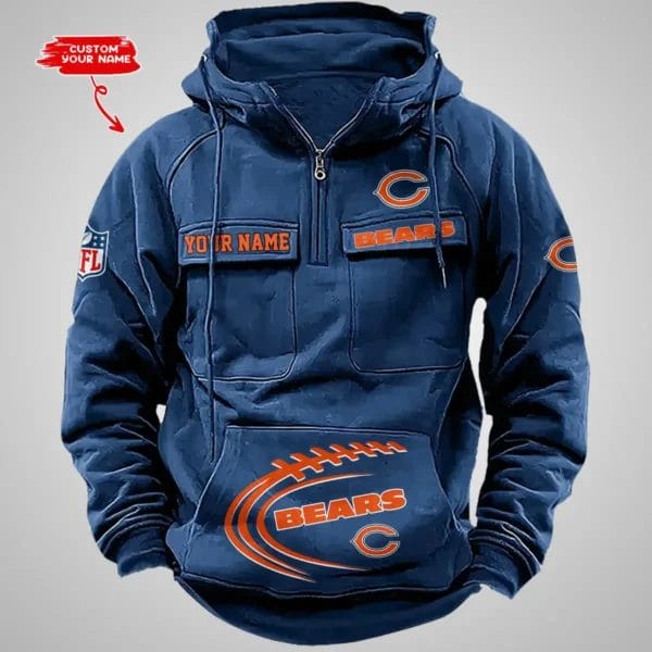 Chicago Bears New Personalized Multi Pockets Zip Hoodie AMCMZHD000079 - Image 4