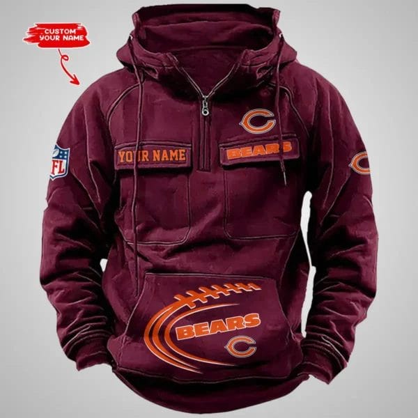 Chicago Bears New Personalized Multi Pockets Zip Hoodie AMCMZHD000079 - Image 5