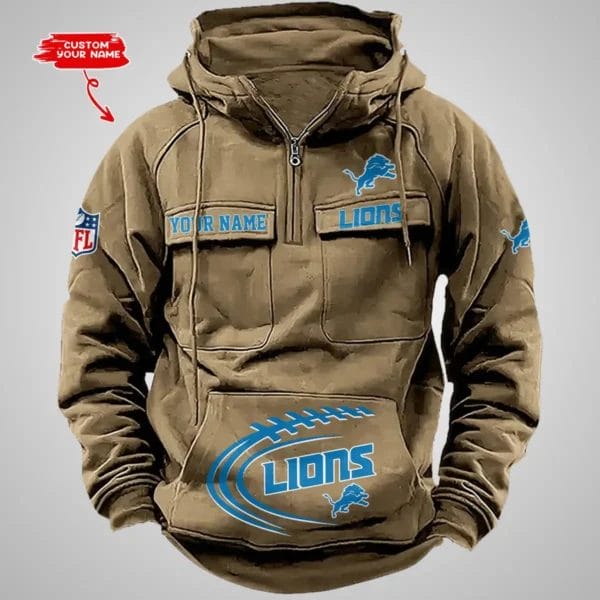 Detroit Lions New Personalized Multi Pockets Zip Hoodie AMCMZHD000084 - Image 2
