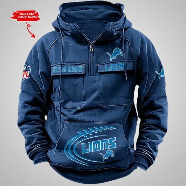 Detroit Lions New Personalized Multi Pockets Zip Hoodie AMCMZHD000084 - Image 3