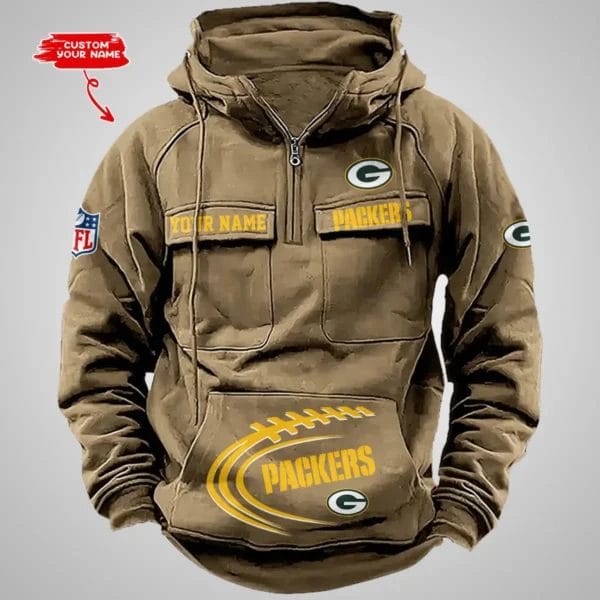 Green Bay Packers New Personalized Multi Pockets Zip Hoodie AMCMZHD000103 - Image 5