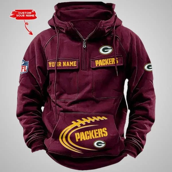 Green Bay Packers New Personalized Multi Pockets Zip Hoodie AMCMZHD000103 - Image 4